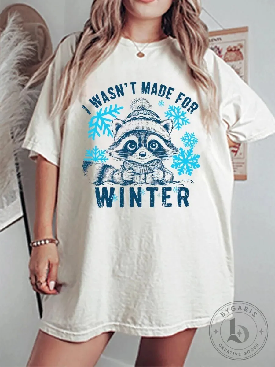 Funny Raccoon Winter Snowflakes Graphic T-Shirt